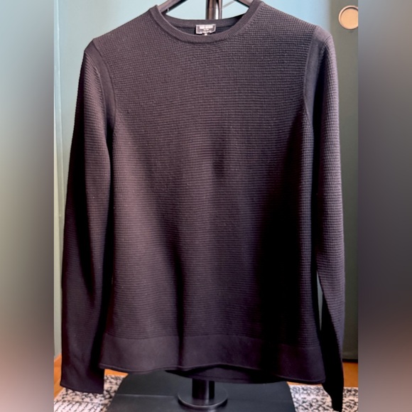 TODD SNYDER CREWNECK WAFFLE KNIT SWEATER CABLE PULLOVER XL BLACK JUMPER